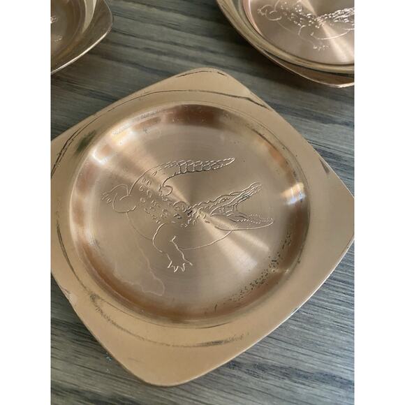 Vintage Copper Crocodile Drink Coasters Set of 4 Made In South Africa - Picture 2 of 5